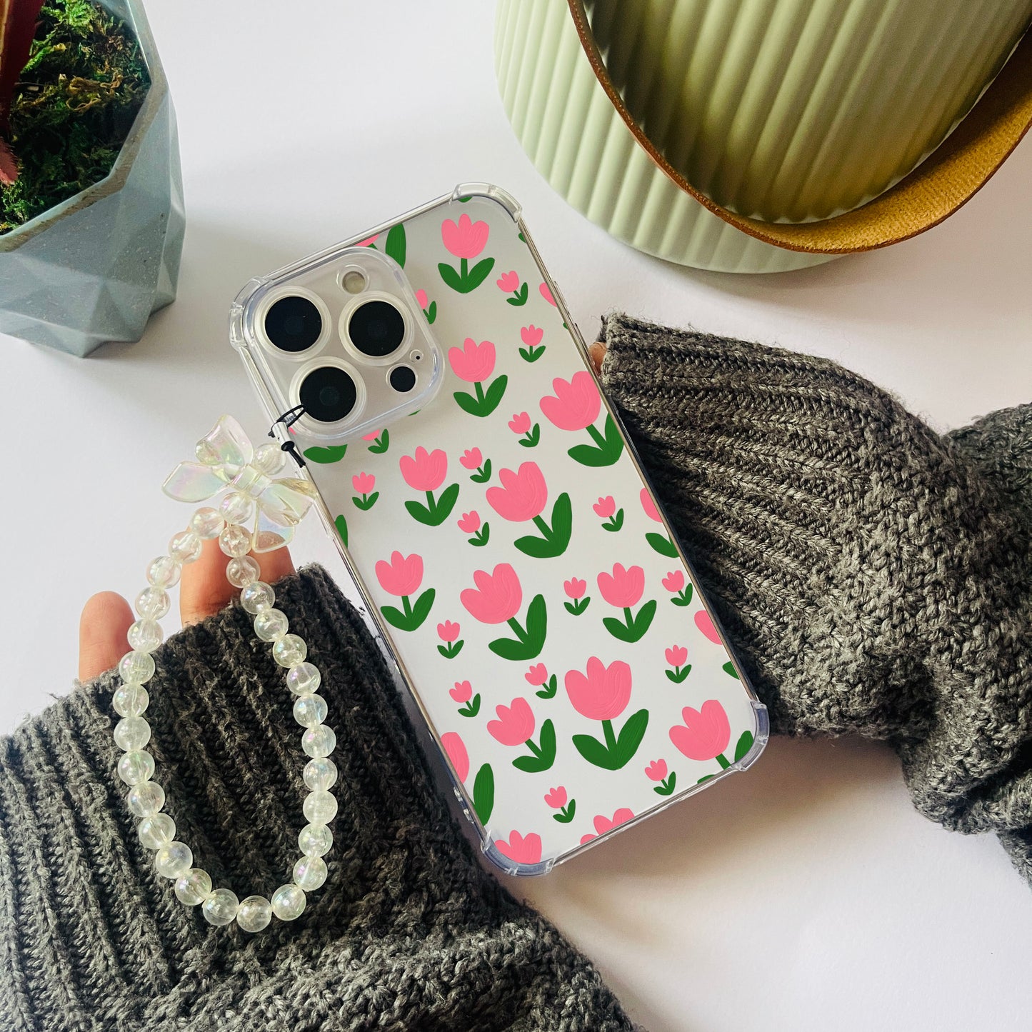Tulip Flowers Printed Charm Phone Case