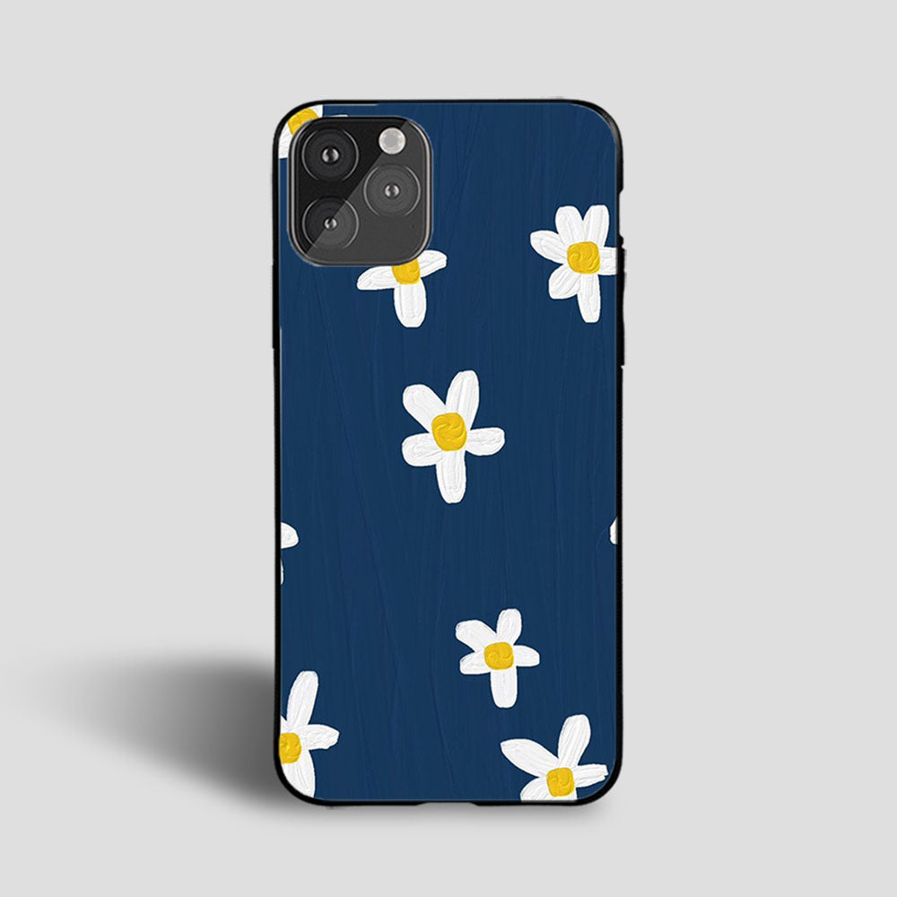 Blue design with white flower Case