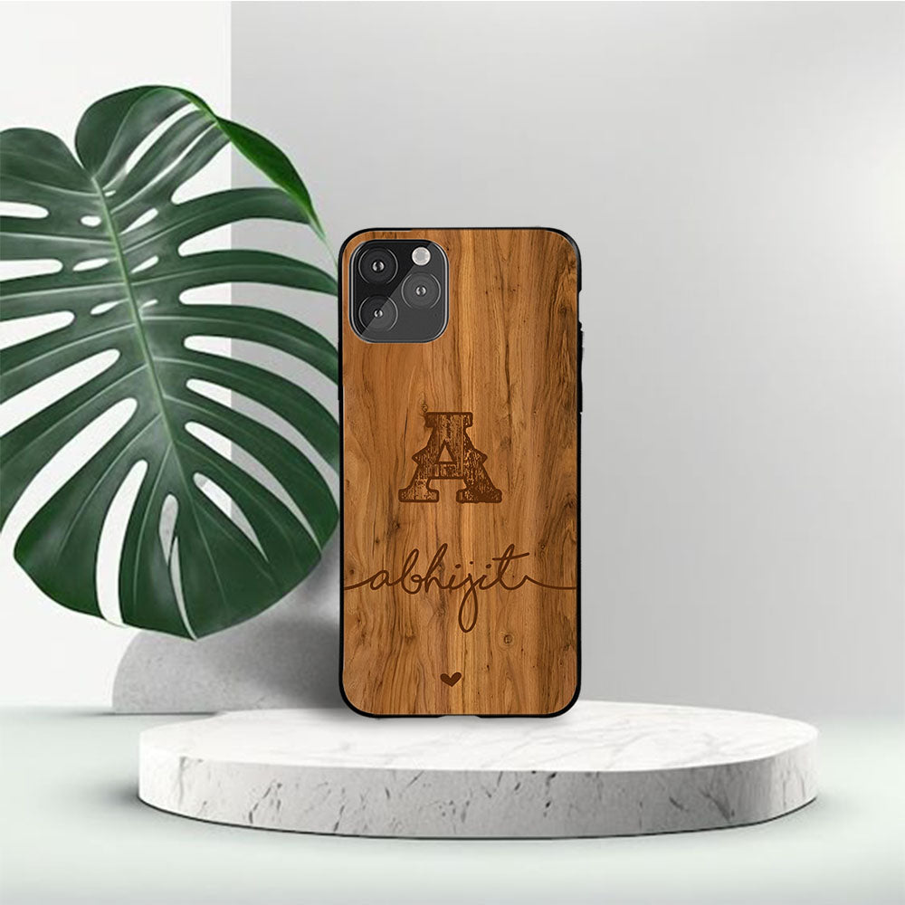 Wooden Background Printed Name Case