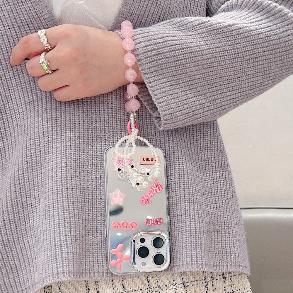 3D Creative Toy Graphic Mirror Phone Case With Charm