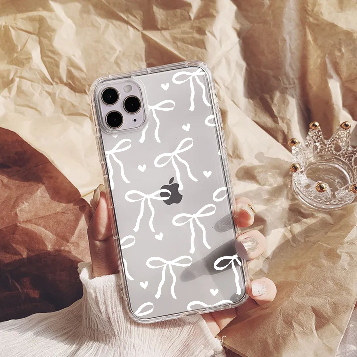 Bows With Hearts Printed Transparent Silicone case