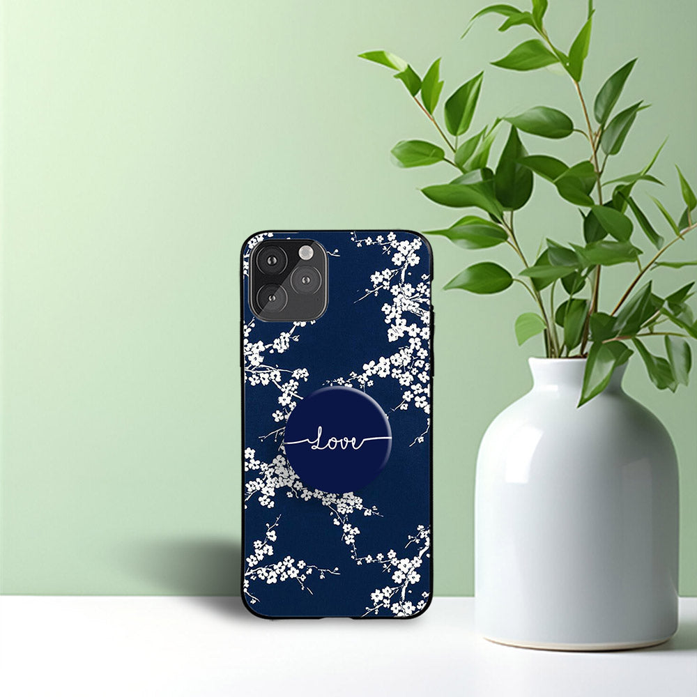 Gripper Case With Dark Blue & white Floral