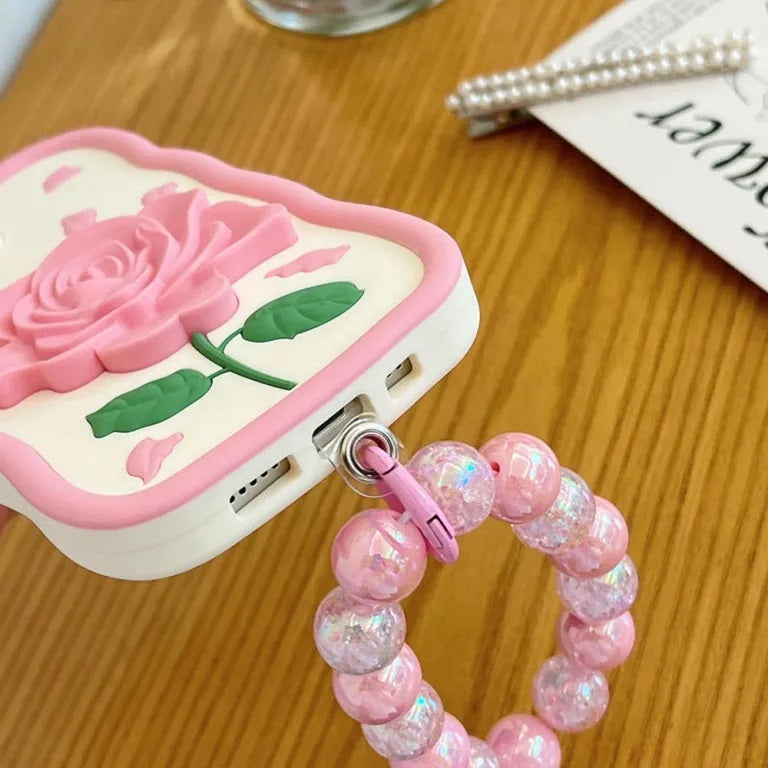 Rose Design Pink Chain Phone Case
