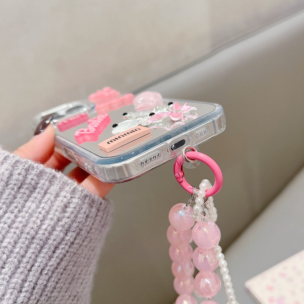 3D Creative Toy Graphic Mirror Phone Case With Charm