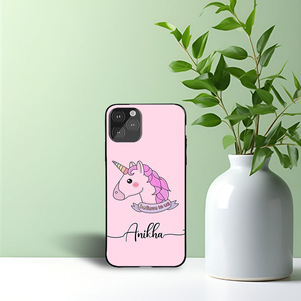 Unicorn Pink With Name Case
