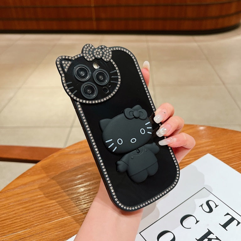 Soft Phone case With Kitty Mirror Stand