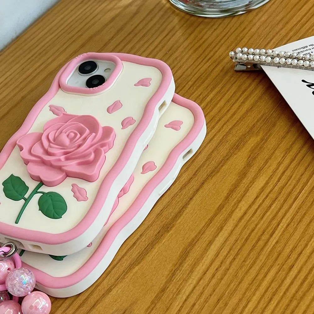 Rose Design Pink Chain Phone Case