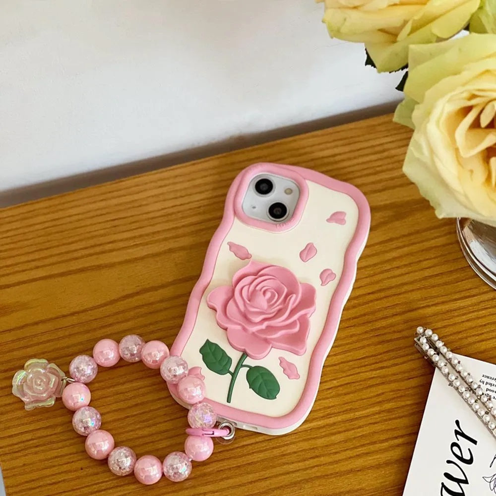 Rose Design Pink Chain Phone Case