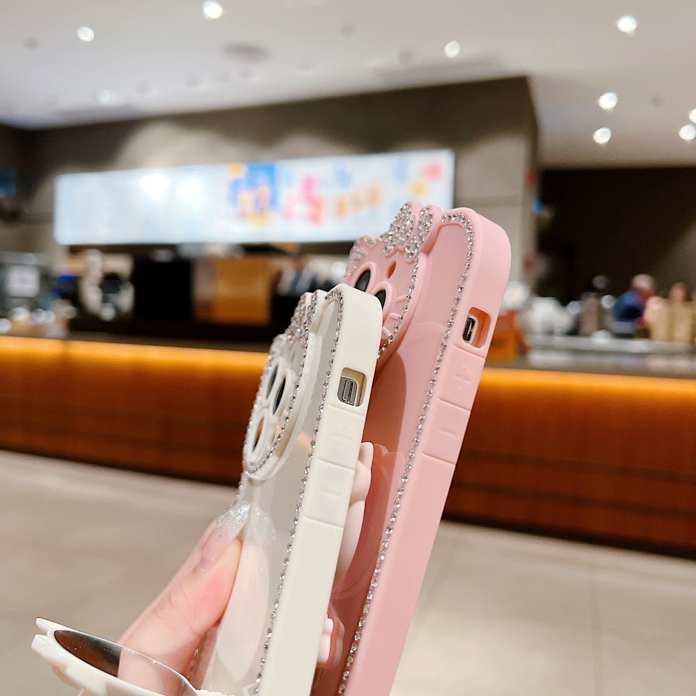Soft Phone case With Kitty Mirror Stand