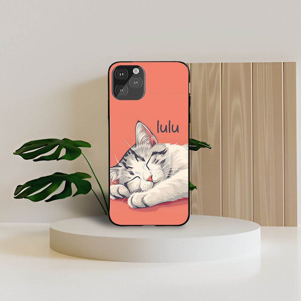 Sleepy Cat Name Printed Protective Case