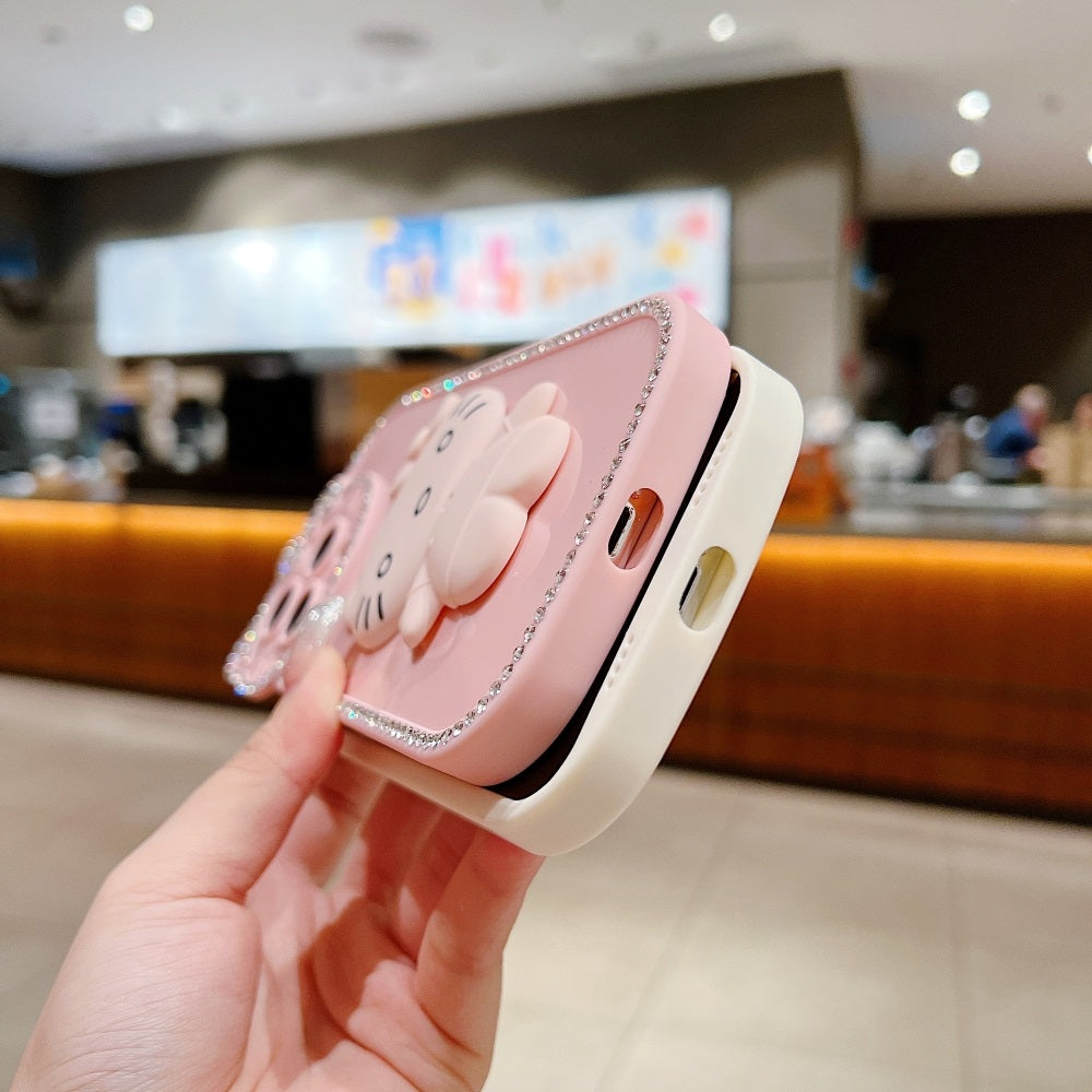 Soft Phone case With Kitty Mirror Stand