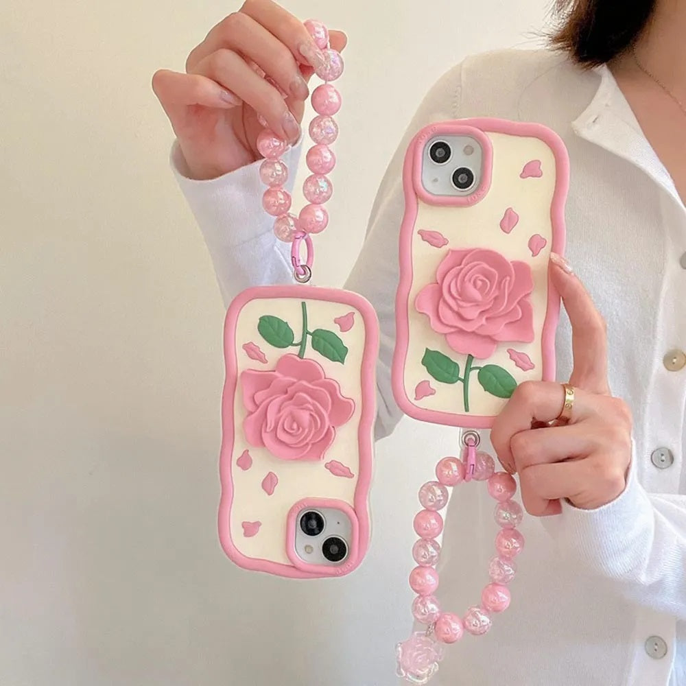Rose Design Pink Chain Phone Case