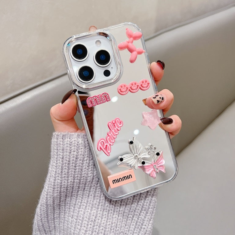 3D Creative Toy Graphic Mirror Phone Case With Charm