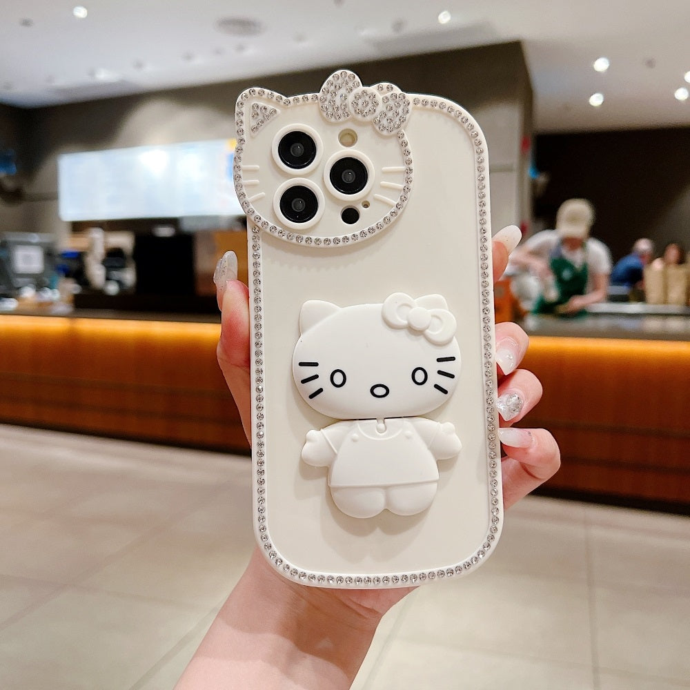 Soft Phone case With Kitty Mirror Stand