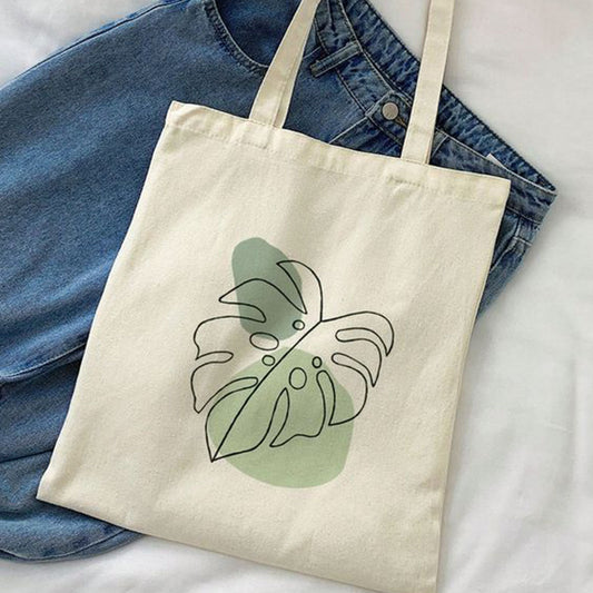 Green Leaf Printed Tote Bag