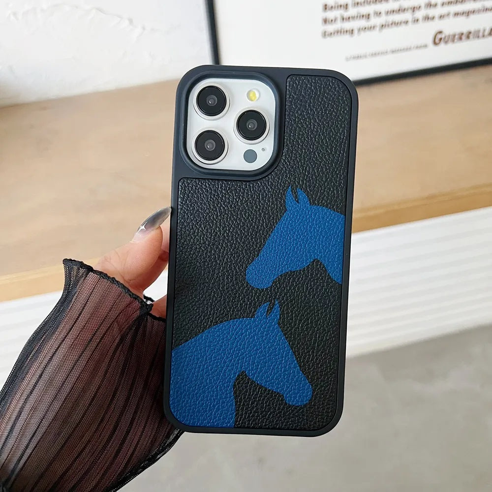 Horse Color Printed PU Leather Shockproof Phone Case