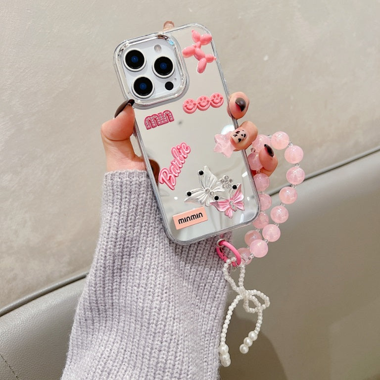 3D Creative Toy Graphic Mirror Phone Case With Charm