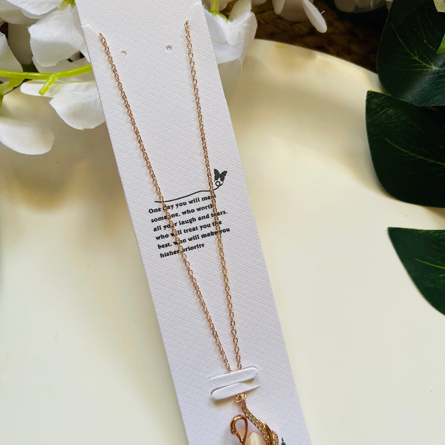 Flamingo Rose Gold Stone Work Neckpiece