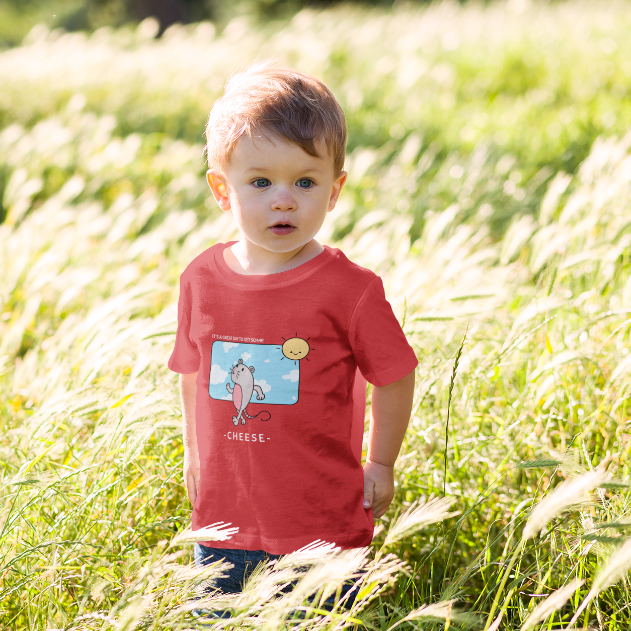 Cheese Printed Red Kids T-shirts