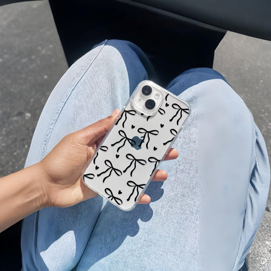 Bows With Hearts Printed Transparent Silicone case