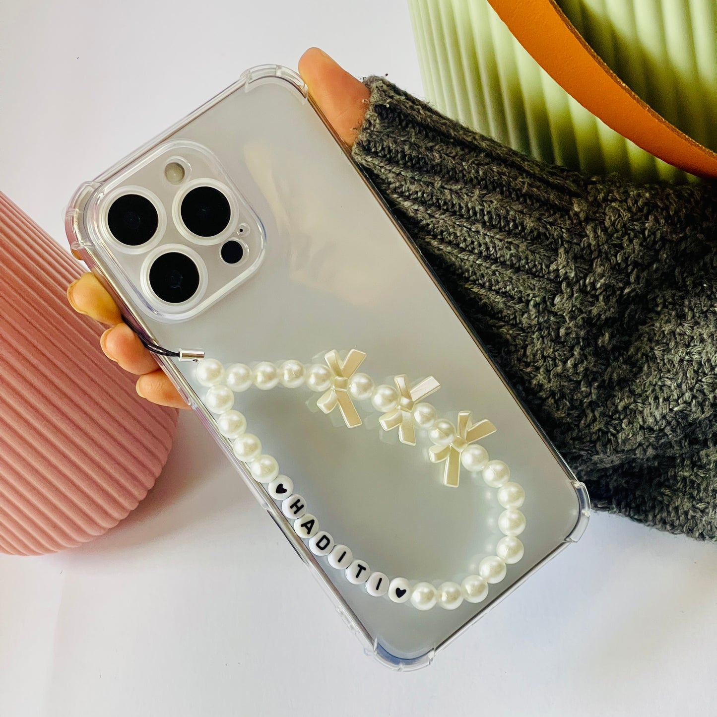 Personalized Name With Bow Charms For Phone Case