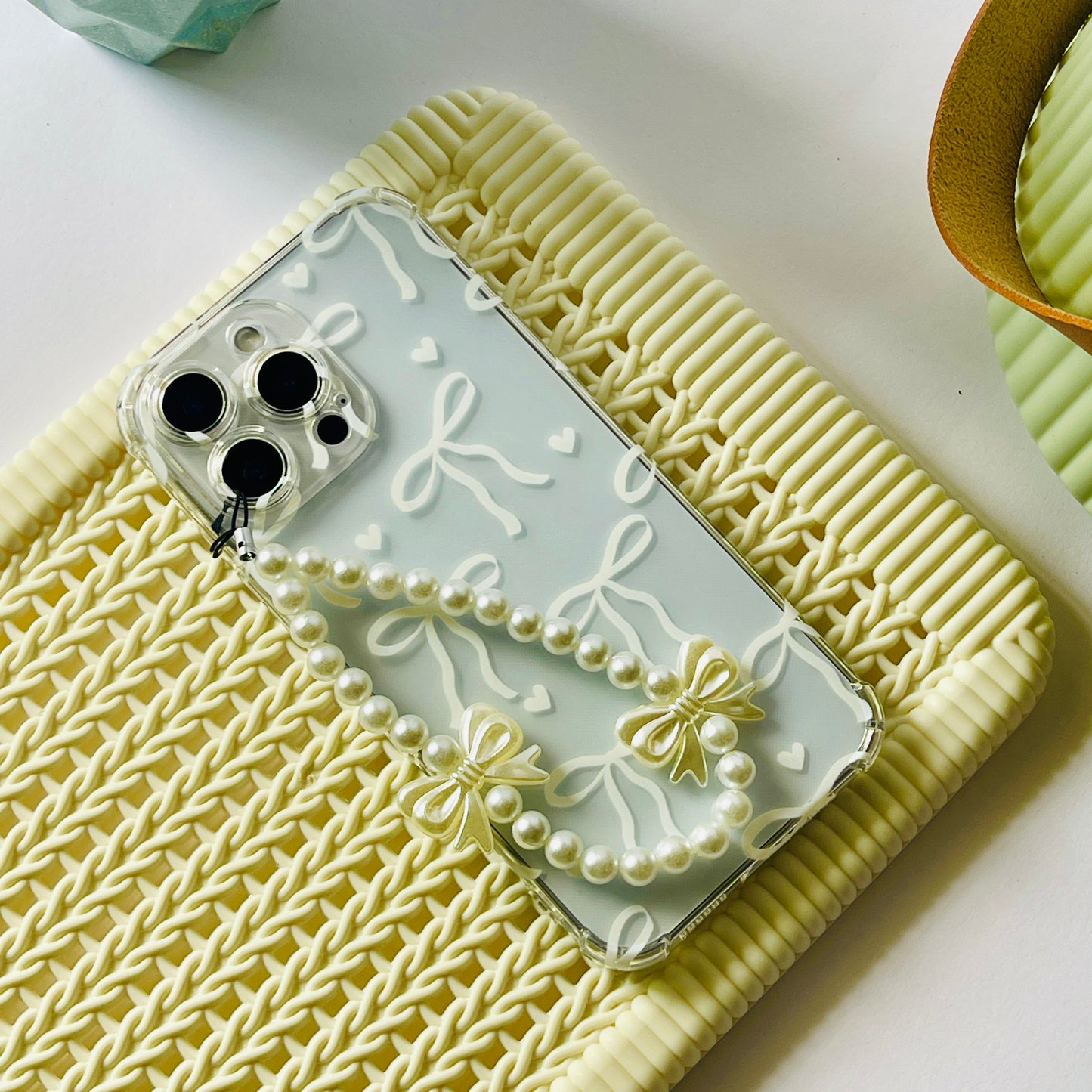 White Bow Charm Phone Case