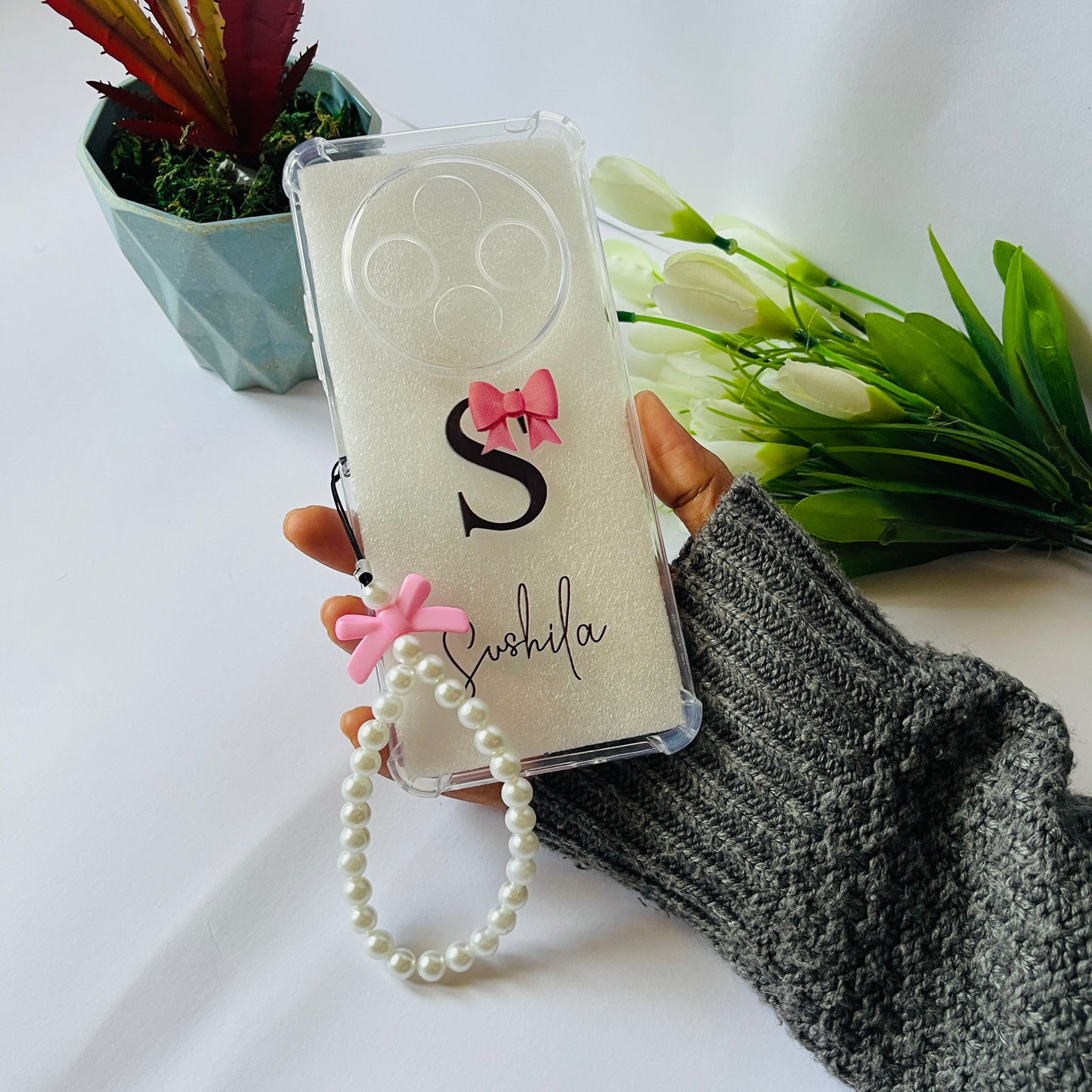 Bow Customised Name Charm Phone Case