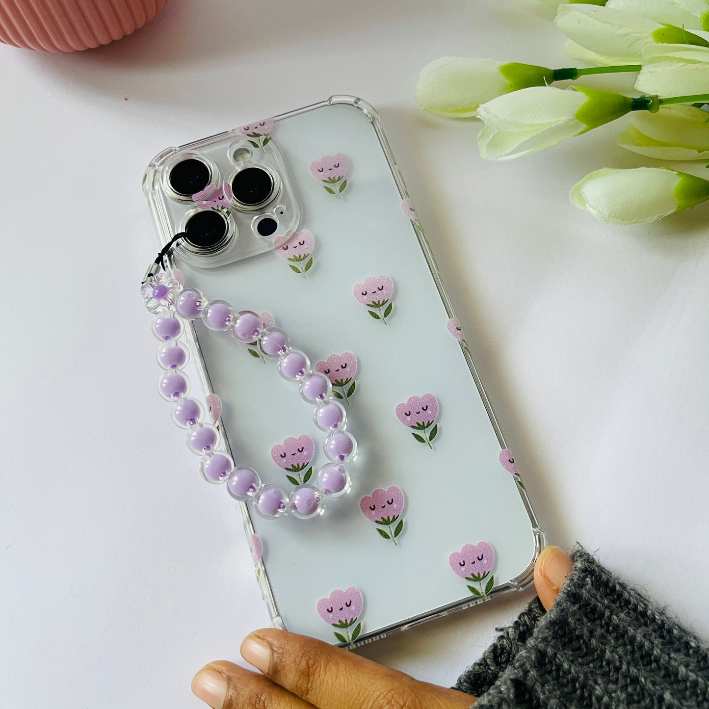 Lavender Love Clear Phone Case With Phone Charm