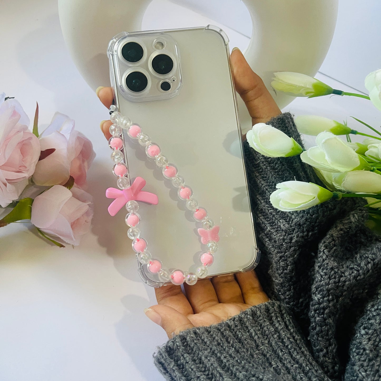 Pink Bow Butterfly Charms For Phone Case