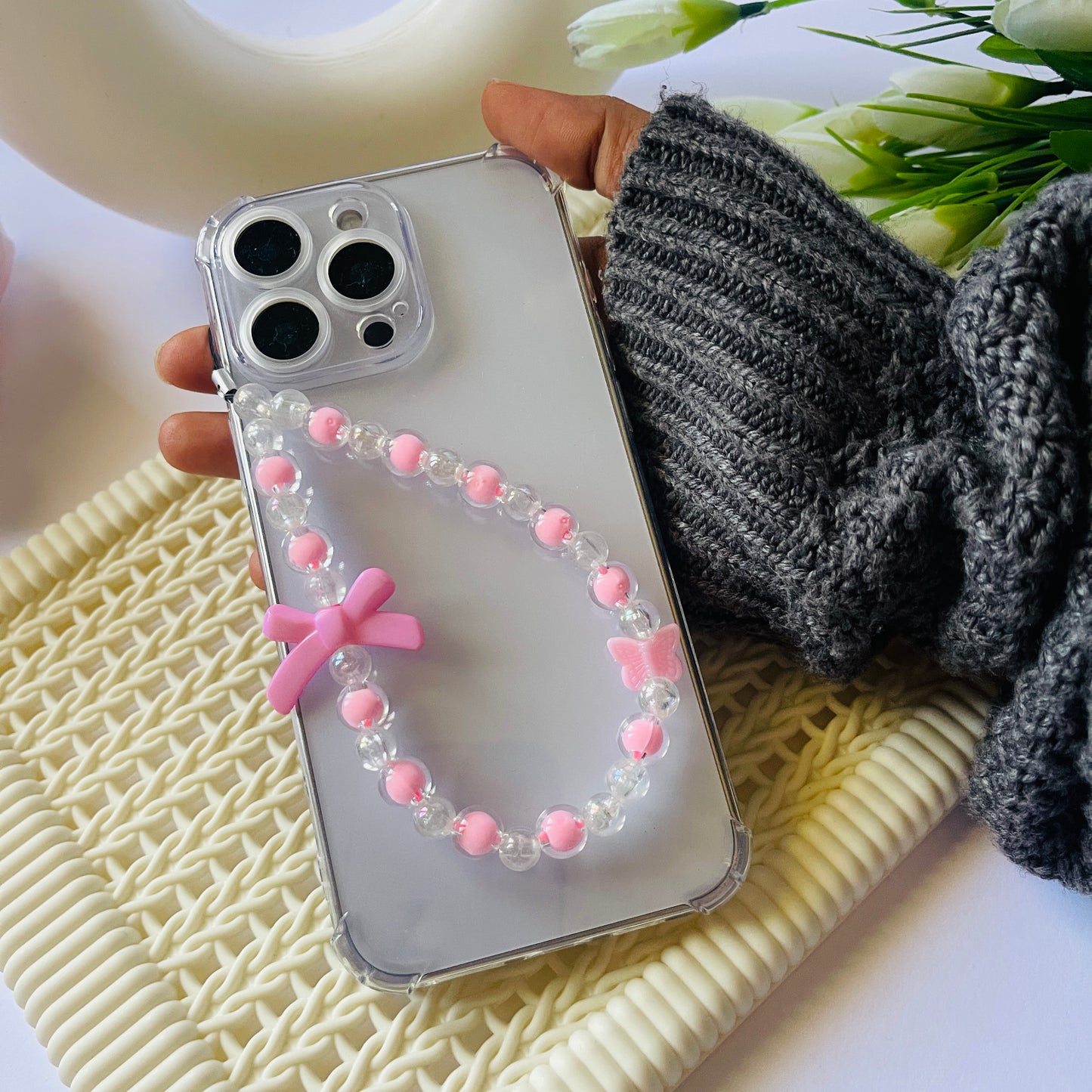 Pink Bow Butterfly Charms For Phone Case