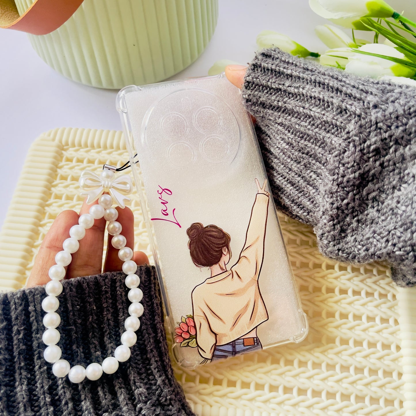 Chic Girl Customised Name Charm Phone Case