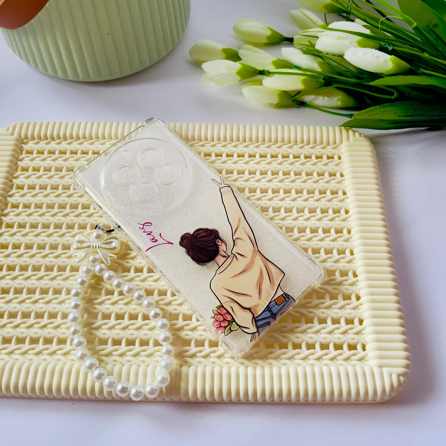 Chic Girl Customised Name Charm Phone Case