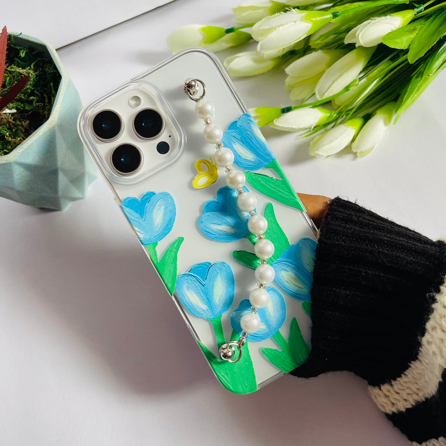 Flower design Printed Chain Phone Case
