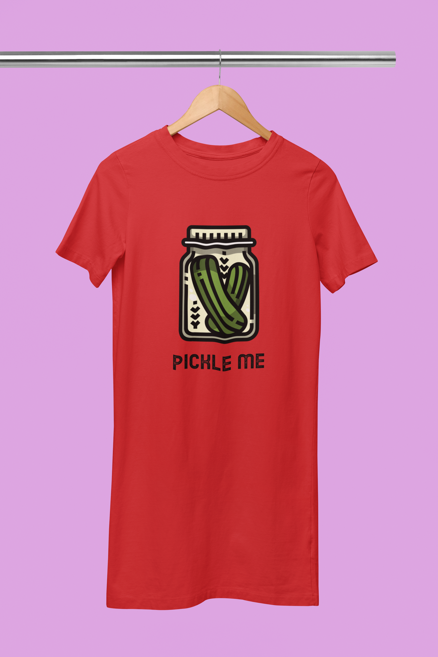 Pickle Me Printed Red T-shirt Dress