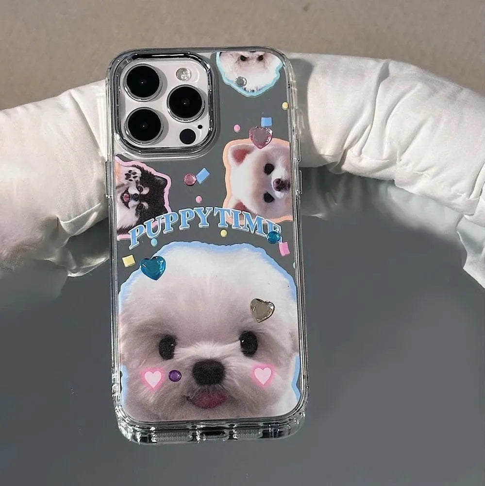 Puppy Face Luxury Plating Case with Puppy Face Stand