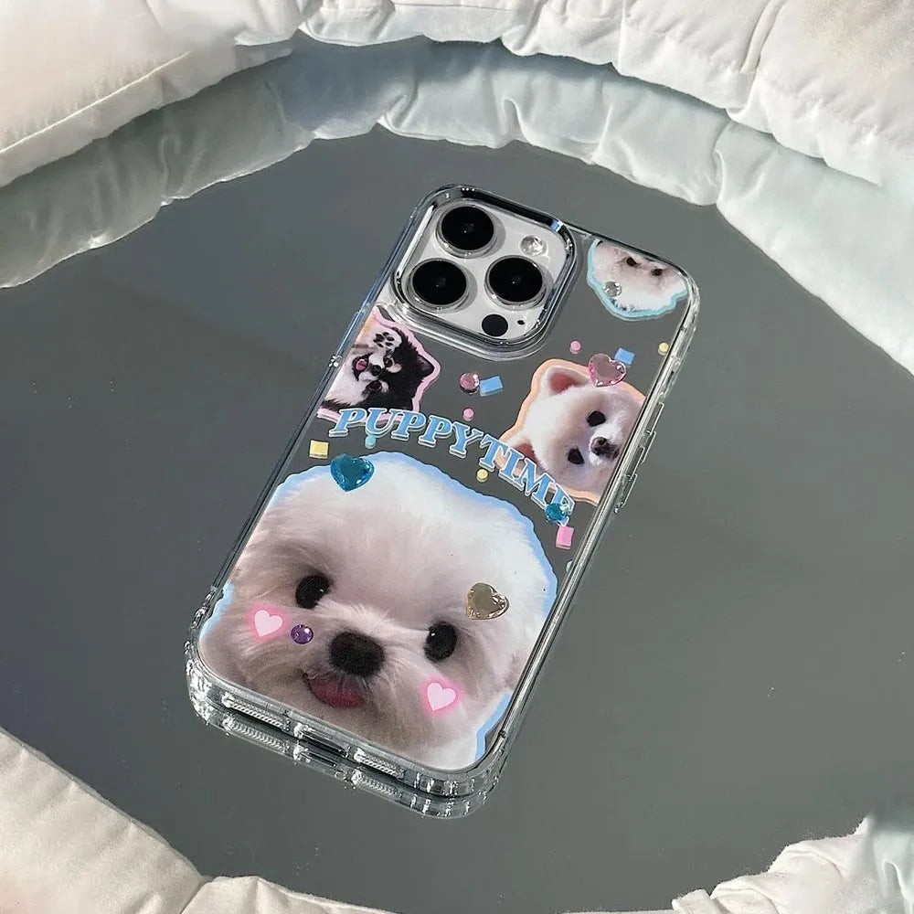 Puppy Face Luxury Plating Case with Puppy Face Stand