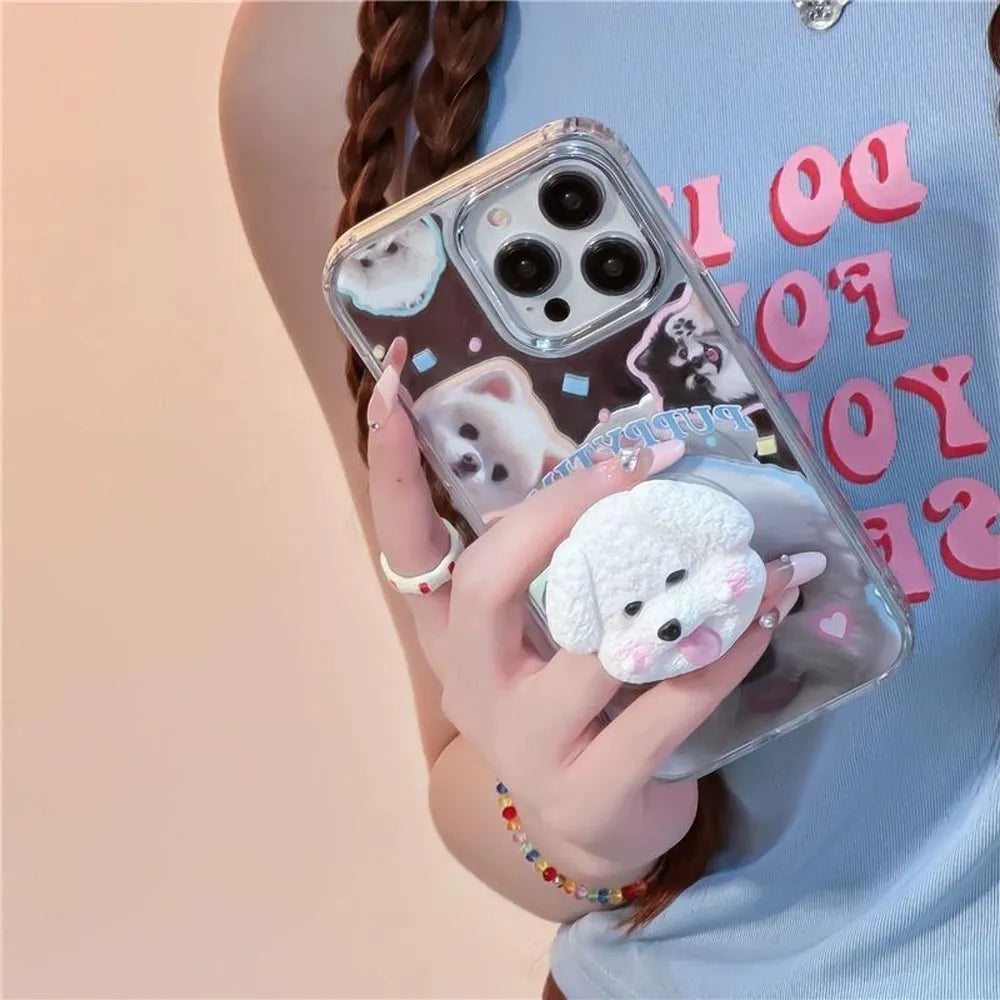 Puppy Face Luxury Plating Case with Puppy Face Stand