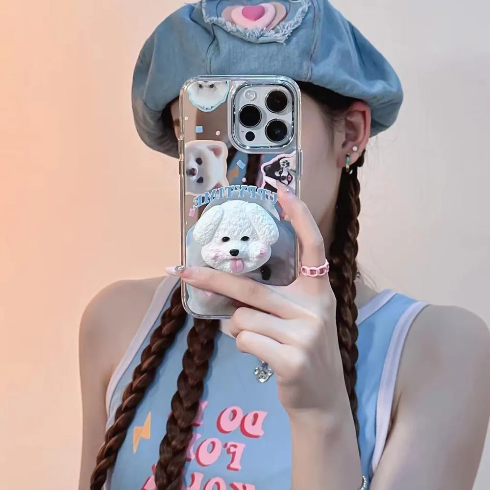 Puppy Face Luxury Plating Case with Puppy Face Stand