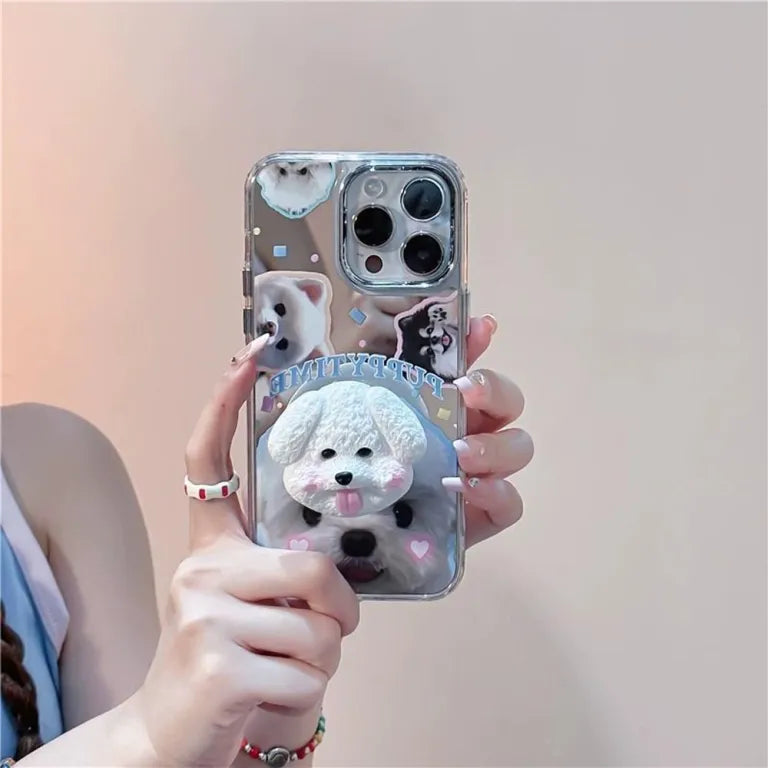 Puppy Face Luxury Plating Case with Puppy Face Stand
