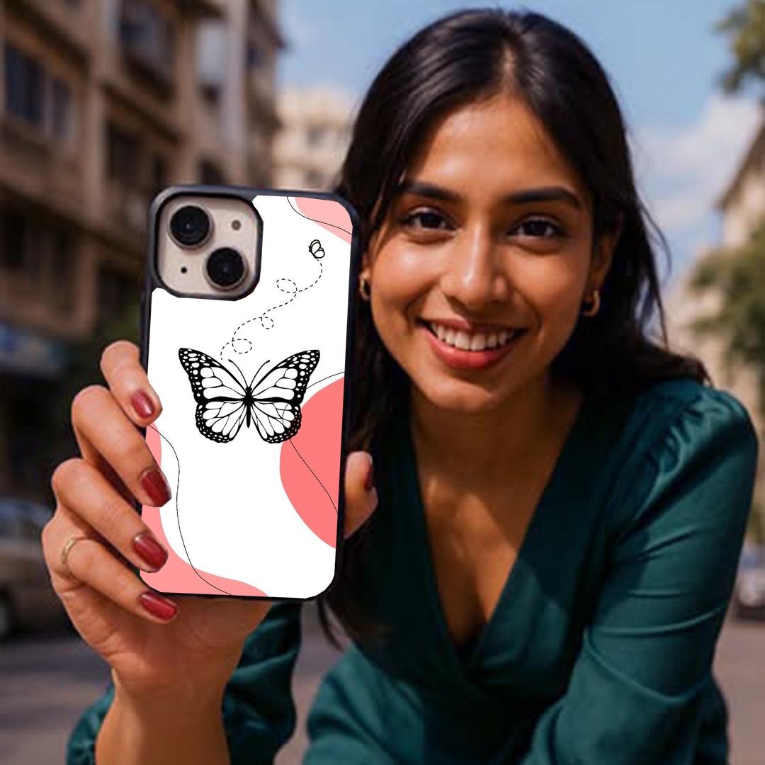 Butterfly Wings Effect Protective Glass Case