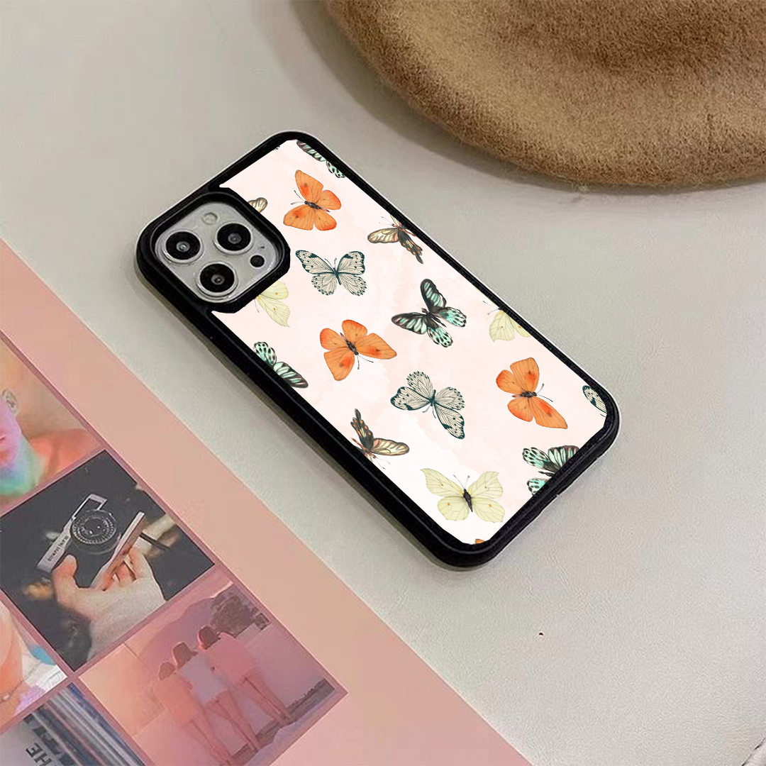 Butterfly Wings Effect Protective Glass Case