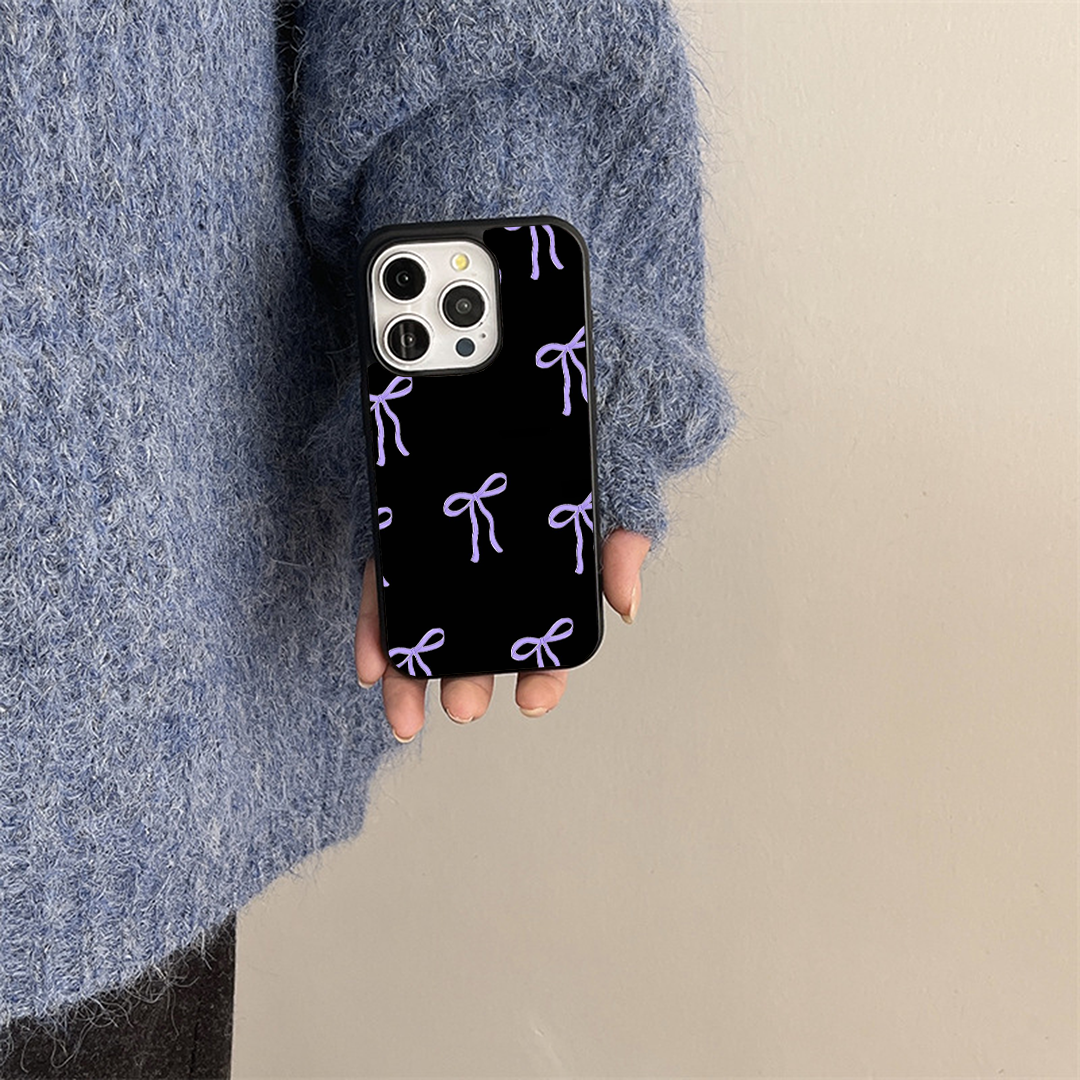 Blue Belle Bow Printed Protective Phone Case Back Cover