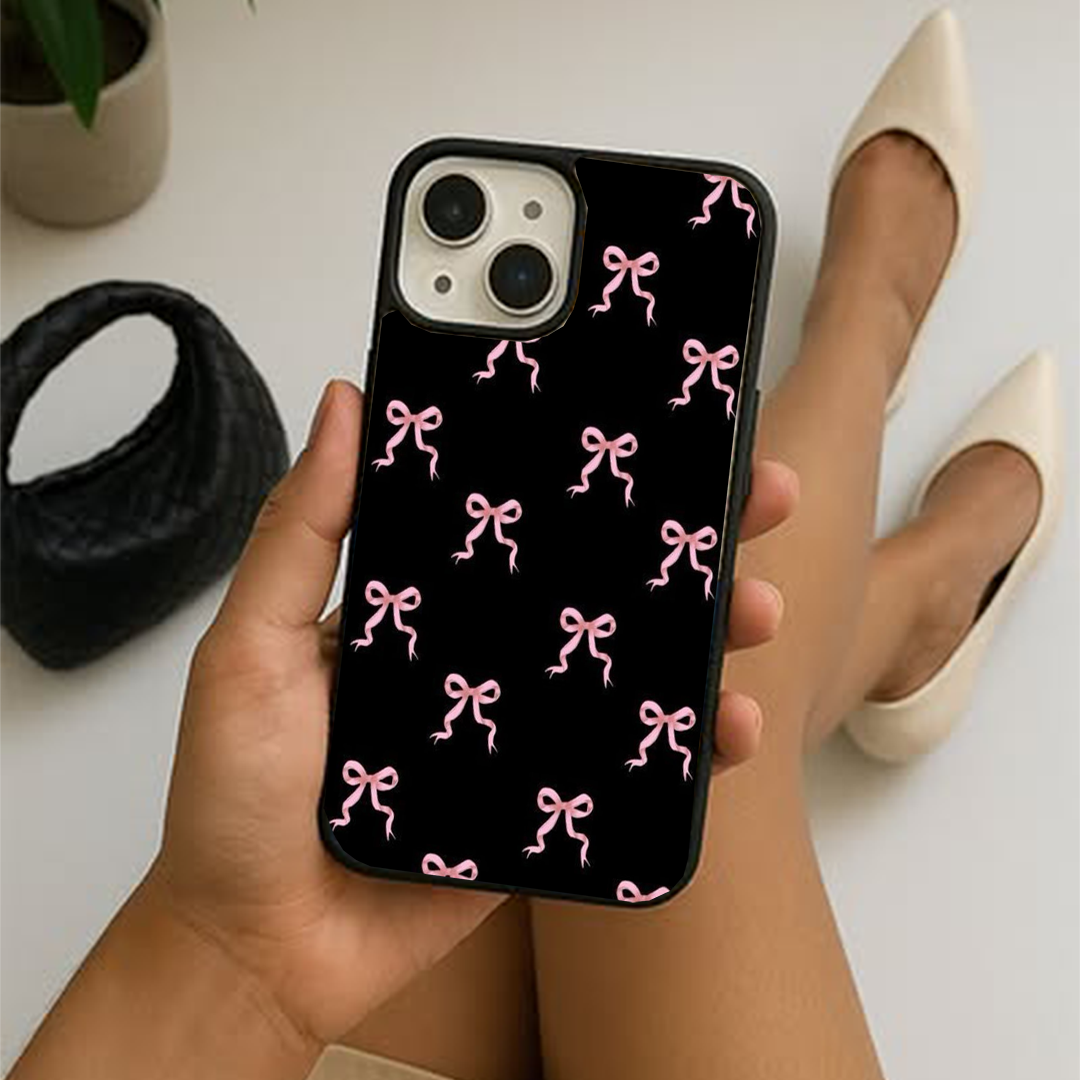 Midnight Bow Charm Printed Protective Phone Case Back Cover