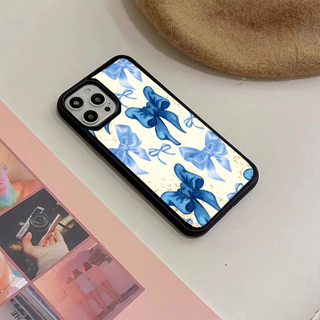 Dreamy Blue Bow Printed Protective Phone Case Back Cover