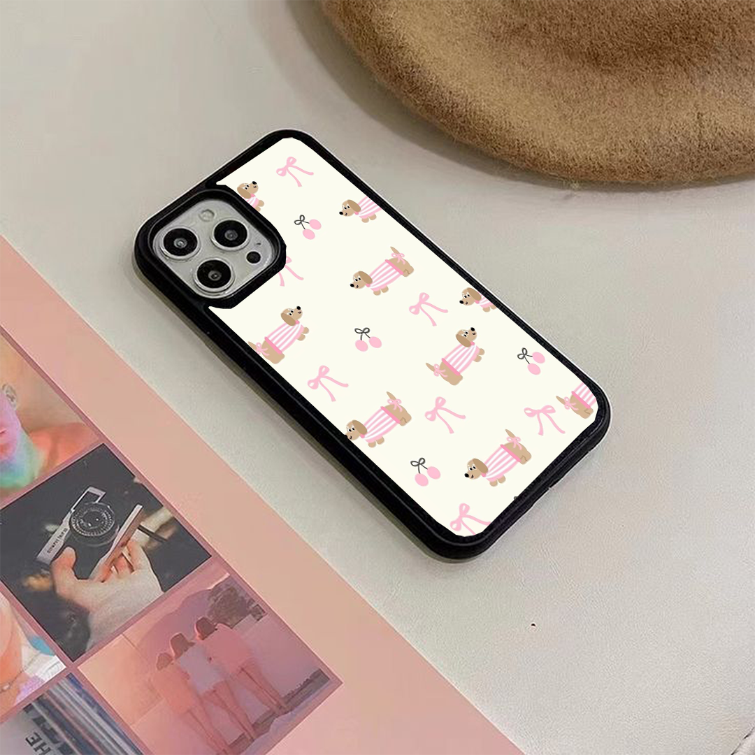 Cherry Pet Bow Printed Protective Phone Case Back Cover