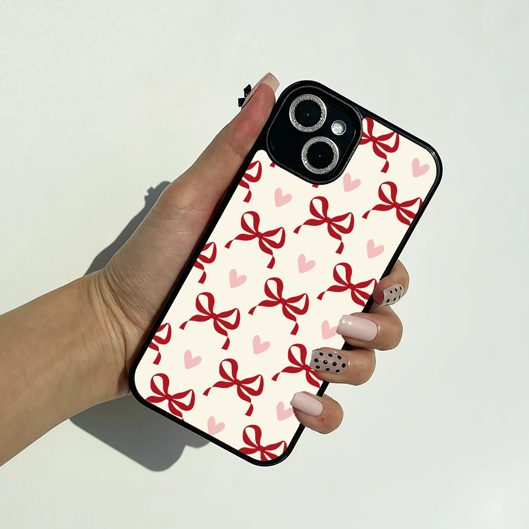 Bow & Hearts Printed Protective Phone Case Back Cover