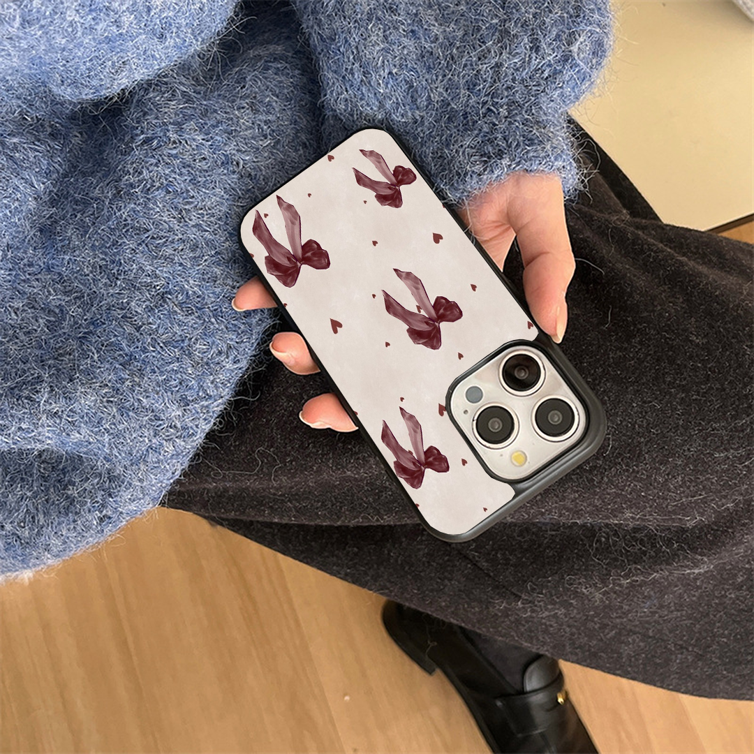 Vintage Noir Bow Printed Protective Phone Case Back Cover