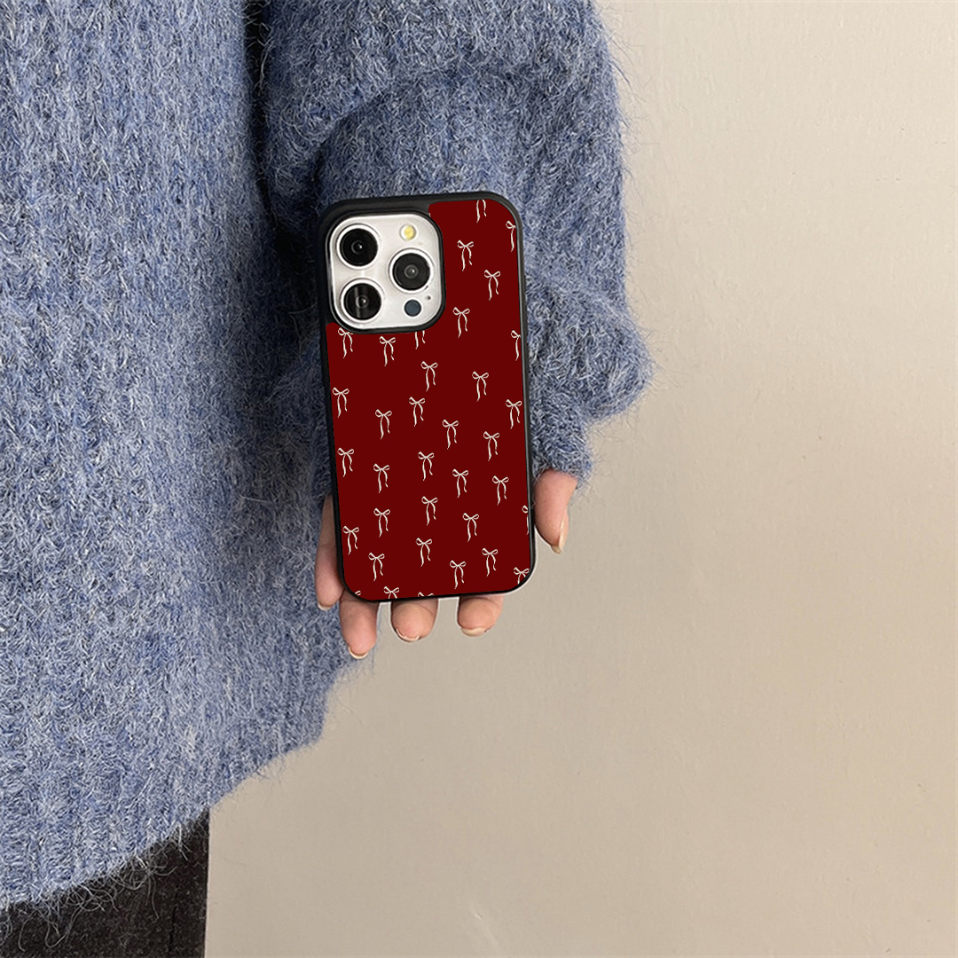 Star Burgundy Bow Printed Protective Phone Case Back Cover