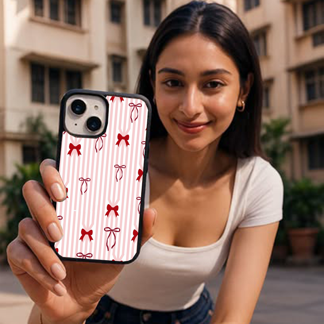 Aesthetic Bow Strip Printed Protective Phone Case Back Cover