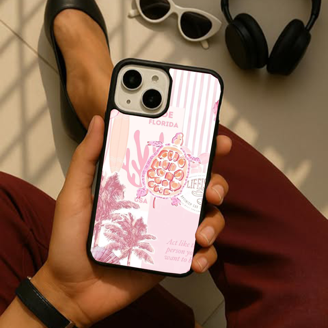 Stripe Coastal Turtle Phone Case Back Cover